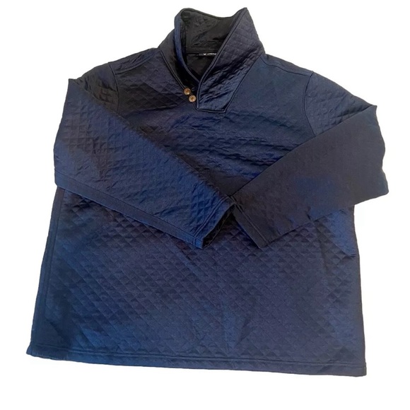 Men’s XXL Cremieux Pull Over Quarter Button Navy Blue Quilted fall / winter - Picture 3 of 7